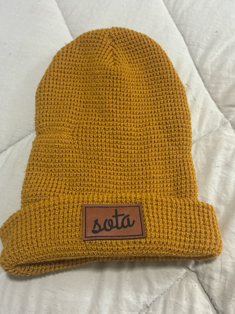 Mustard Waffle Knit Beanie